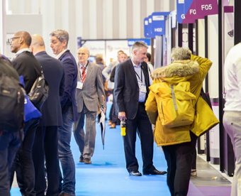 Visitors admiring the Railtex stands