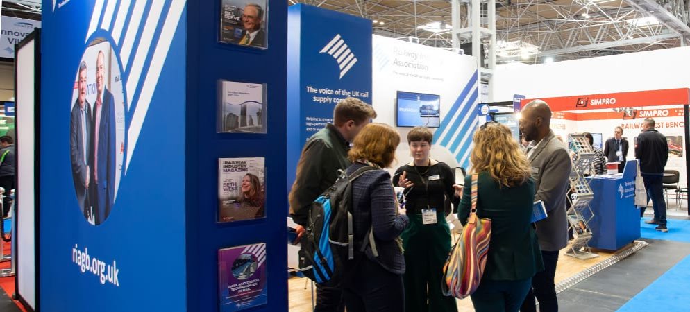 Visitors networking at Railtex