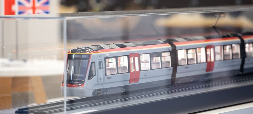 A tram model exhibit at Railtex